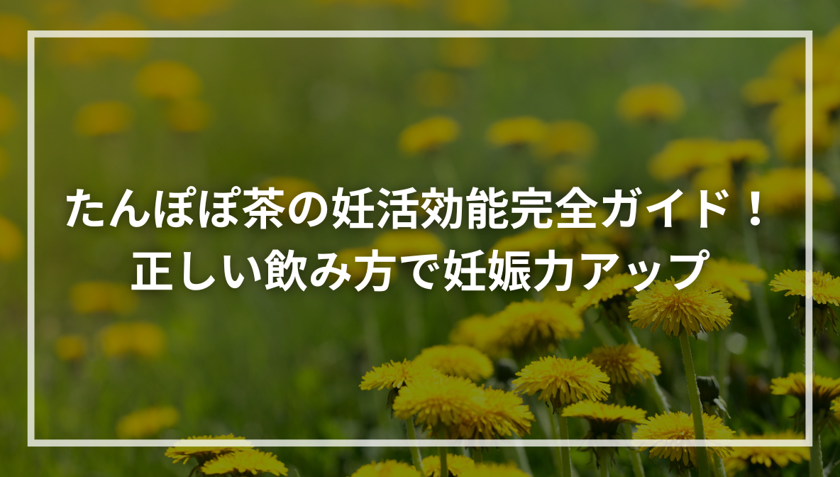 たんぽぽ茶の妊活効能完全ガイド！正しい飲み方で妊娠力アップ - お 